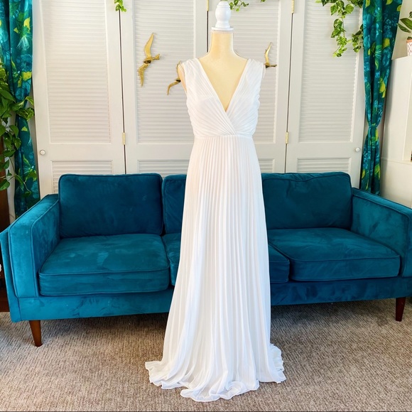 Anthropologie | BHLDN Badgley Mischka Sloan Dress Accordion Pleat Wedding Gown 4 - Picture 5 of 16